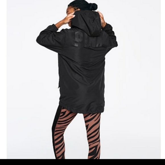 NEW VICTORIA'S SECRET PINK LONG FUNNEL NECK ANORAK RAINCOAT RAIN JACKET - Picture 3 of 8